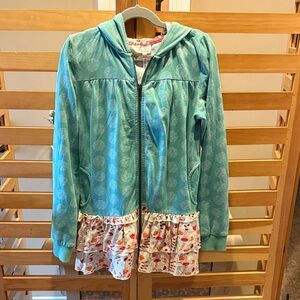 Matilda Jane Aqua Hooded Jacket with Floral Ruffle